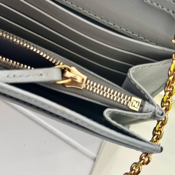 Fendi Grey Multi Stud Contential Chain Wallet - Picture 7 of 14